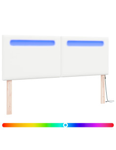 Testiera LED Bianco 144 cm Pelle Sintetica 2