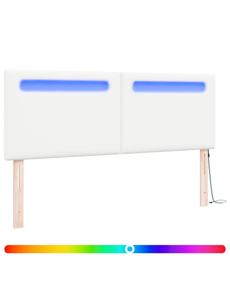 Testiera LED Bianco 144 cm Pelle Sintetica