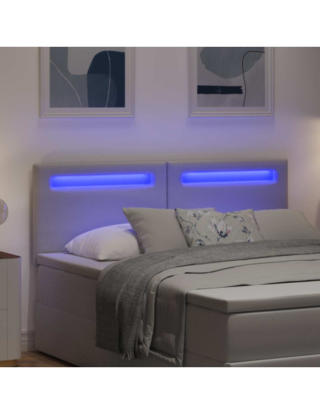 Testiera LED Bianco 144 cm Pelle Sintetica