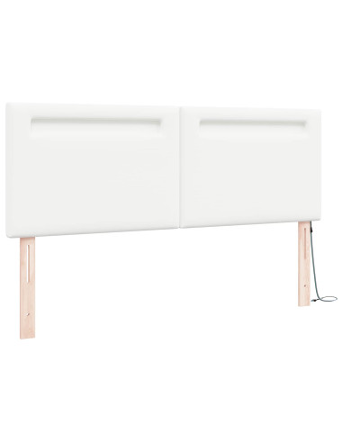 Testiera LED Bianco 144 cm Pelle Sintetica
