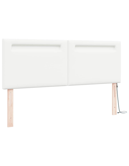 Testiera LED Bianco 144 cm Pelle Sintetica