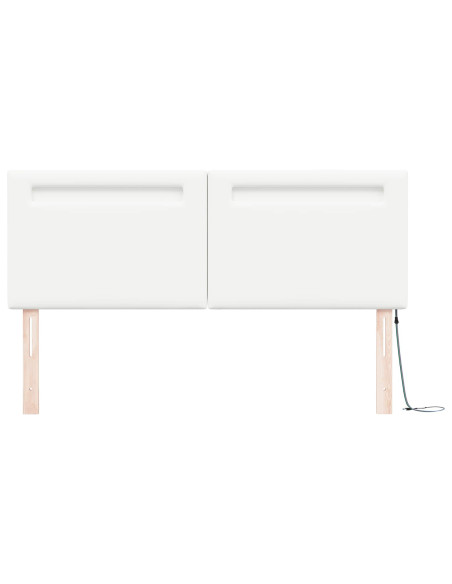 Testiera LED Bianco 144 cm Pelle Sintetica