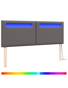 Testiera LED Grigio 144 cm Pelle Sintetica 2