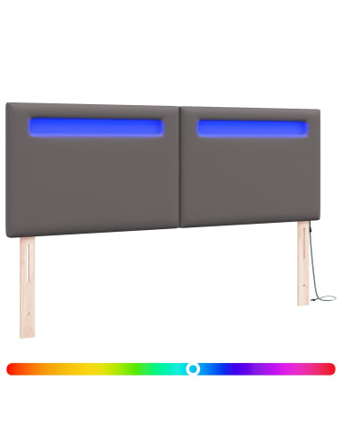 Testiera LED Grigio 144 cm Pelle Sintetica