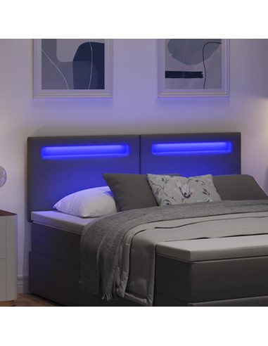 Testiera LED Grigio 144 cm Pelle Sintetica