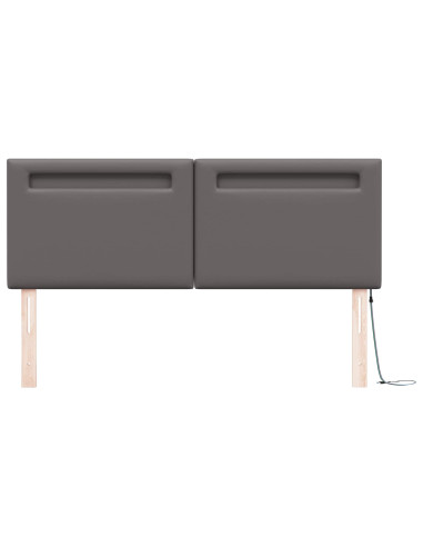 Testiera LED Grigio 144 cm Pelle Sintetica
