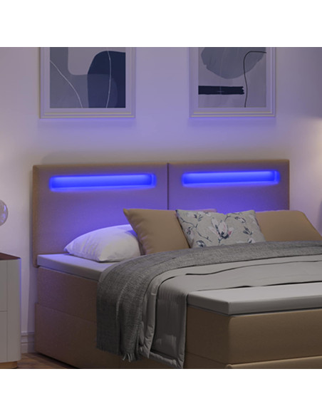 Testiera LED Cappuccino 144 cm Pelle Sintetica
