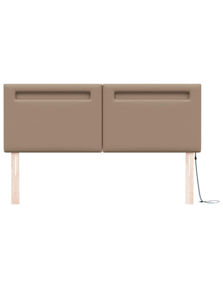 Testiera LED Cappuccino 144 cm Pelle Sintetica