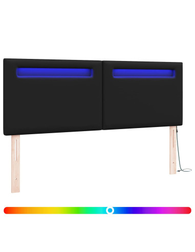 Testiera LED Nero 160 cm Pelle Sintetica