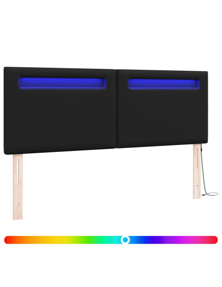 Testiera LED Nero 160 cm Pelle Sintetica
