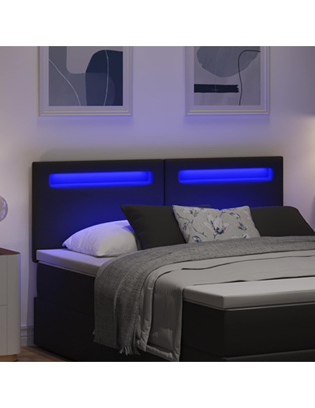 Testiera LED Nero 160 cm Pelle Sintetica