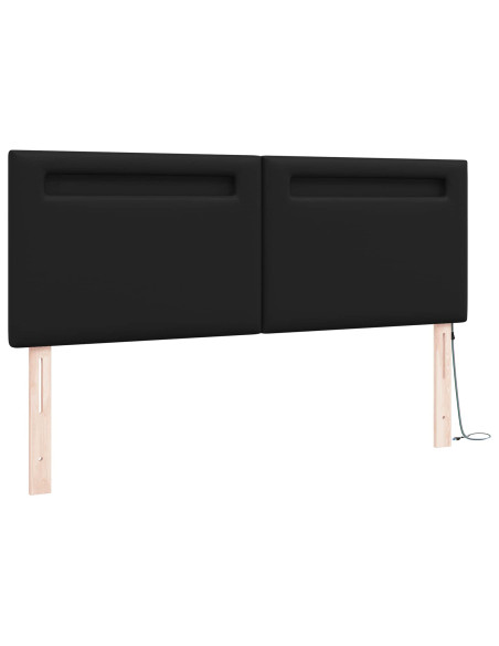 Testiera LED Nero 160 cm Pelle Sintetica