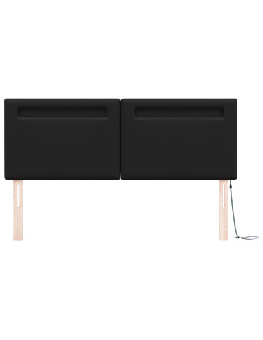 Testiera LED Nero 160 cm Pelle Sintetica