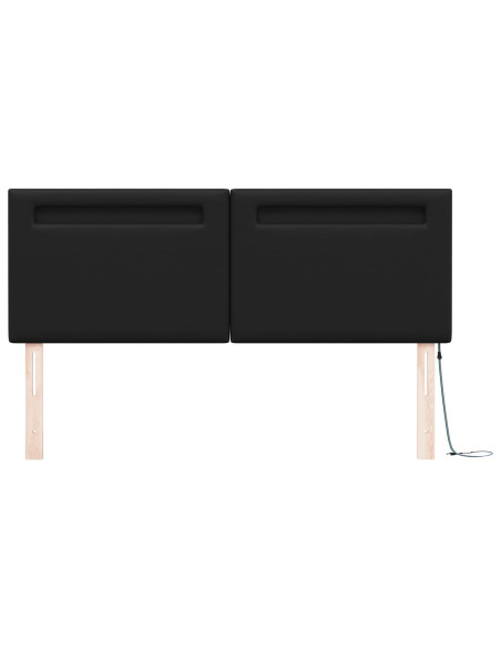 Testiera LED Nero 160 cm Pelle Sintetica