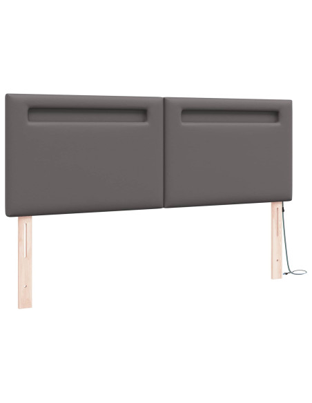 Testiera LED Grigio 160 cm Pelle Sintetica