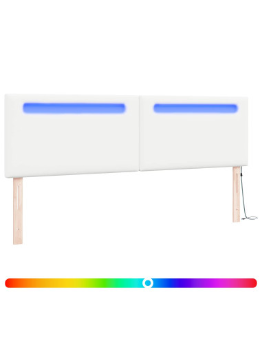 Testiera LED Bianco 180 cm Pelle Sintetica