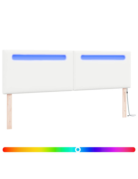 Testiera LED Bianco 180 cm Pelle Sintetica