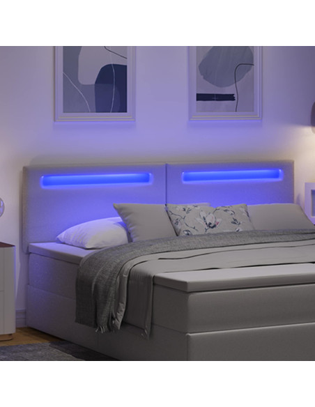 Testiera LED Bianco 180 cm Pelle Sintetica