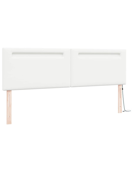 Testiera LED Bianco 180 cm Pelle Sintetica
