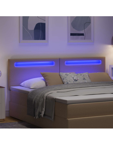 Testiera LED Cappuccino 180 cm Pelle Sintetica