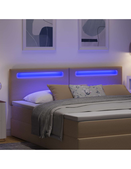 Testiera LED Cappuccino 180 cm Pelle Sintetica