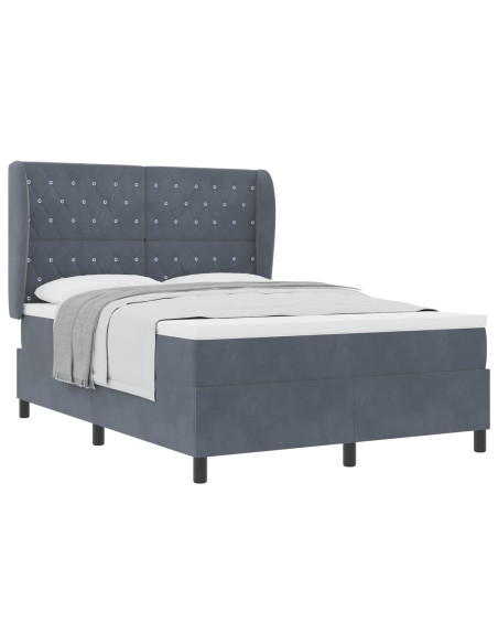 Letto a molle con materasso Grigio scuro 190 x 140 cm Velluto