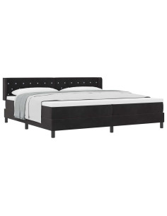 Letto a molle con testiera Nero 200 x 200 cm Velluto 2