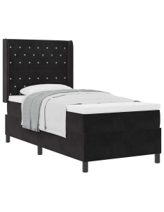 Letto a molle con materasso Nero 100 x 200 cm Velluto 2