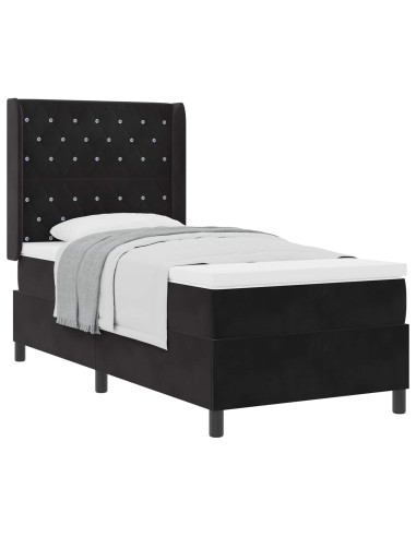 Letto a molle con materasso Nero 100 x 200 cm Velluto