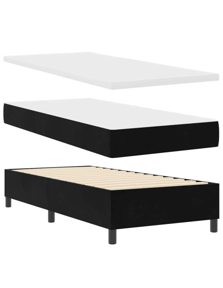Letto a molle con materasso Nero 100 x 200 cm Velluto
