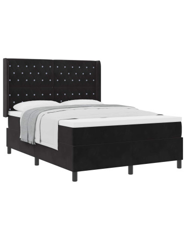 Letto a molle con materasso Nero 140 x 200 cm Velluto