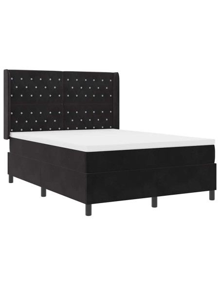 Letto a molle con materasso Nero 140 x 200 cm Velluto