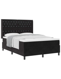 Letto a molle con materasso Nero 160 x 200 cm Velluto 2
