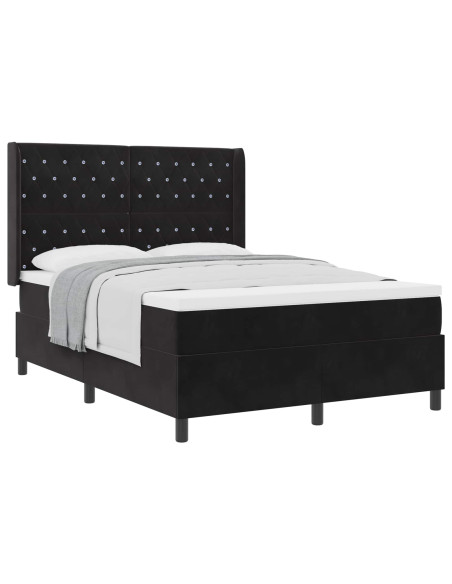 Letto a molle con materasso Nero 160 x 200 cm Velluto