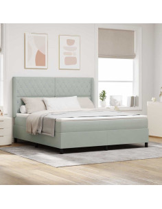 Letto a molle con materasso Grigio chiaro 180 x 200 cm Velluto