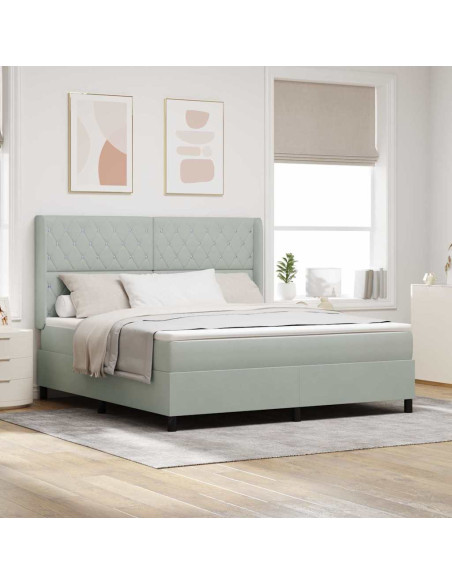 Letto a molle con materasso Grigio chiaro 180 x 200 cm Velluto