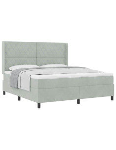Letto a molle con materasso Grigio chiaro 180 x 200 cm Velluto 2