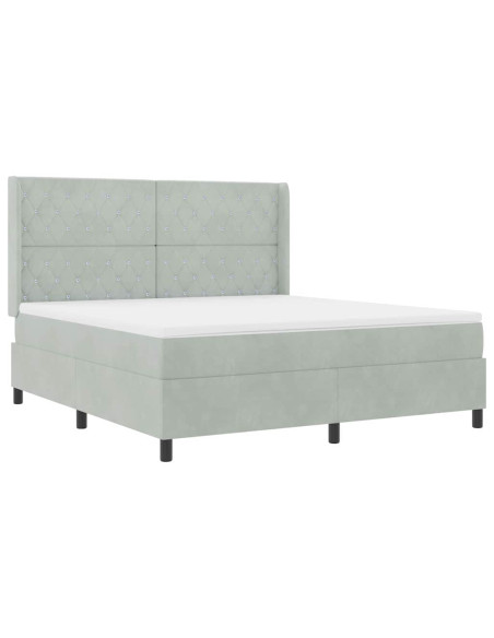 Letto a molle con materasso Grigio chiaro 180 x 200 cm Velluto