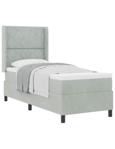 Letto a molle con testiera Grigio chiaro 80 x 200 cm Velluto 2