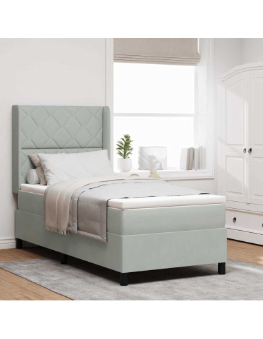 Letto a molle con testiera Grigio chiaro 100 x 200 cm Velluto