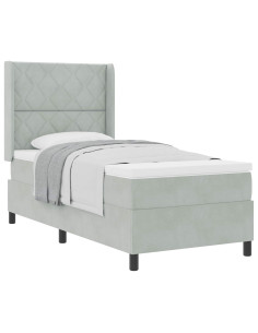 Letto a molle con testiera Grigio chiaro 100 x 200 cm Velluto 2