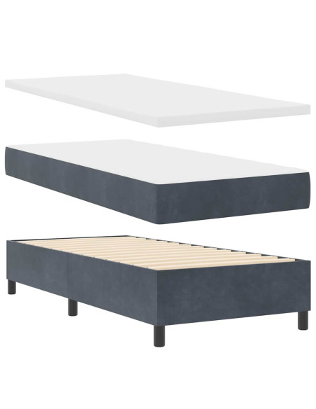 Letto a molle con testiera Grigio scuro 100 x 200 cm Velluto