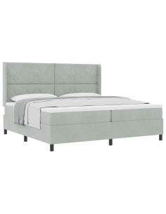 Letto a molle con testiera Grigio chiaro 200 x 200 cm Velluto 2