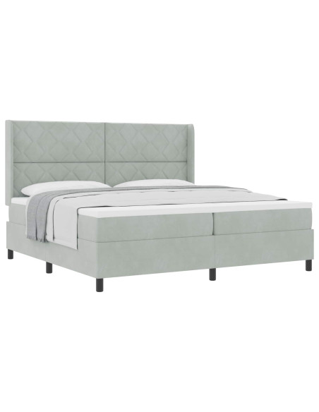 Letto a molle con testiera Grigio chiaro 200 x 200 cm Velluto