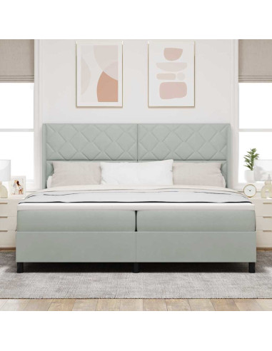 Letto a molle con testiera Grigio chiaro 200 x 200 cm Velluto
