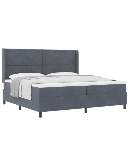 Letto a molle con testiera Grigio scuro 200 x 200 cm Velluto
