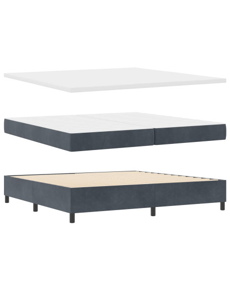 Letto a molle con testiera Grigio scuro 200 x 200 cm Velluto