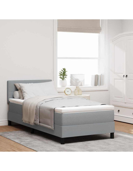 Letto a molle con strisce LED Grigio chiaro 80 x 200 cm Tessuto