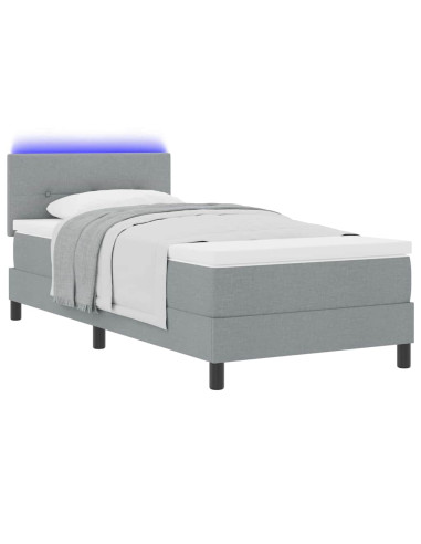 Letto a molle con strisce LED Grigio chiaro 80 x 200 cm Tessuto