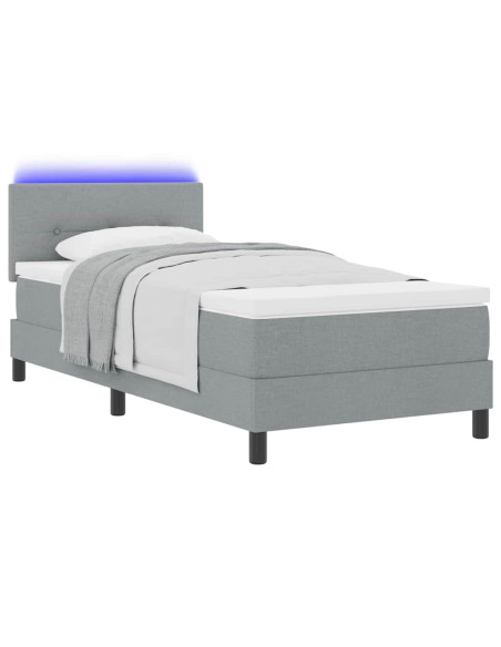 Letto a molle con strisce LED Grigio chiaro 80 x 200 cm Tessuto
